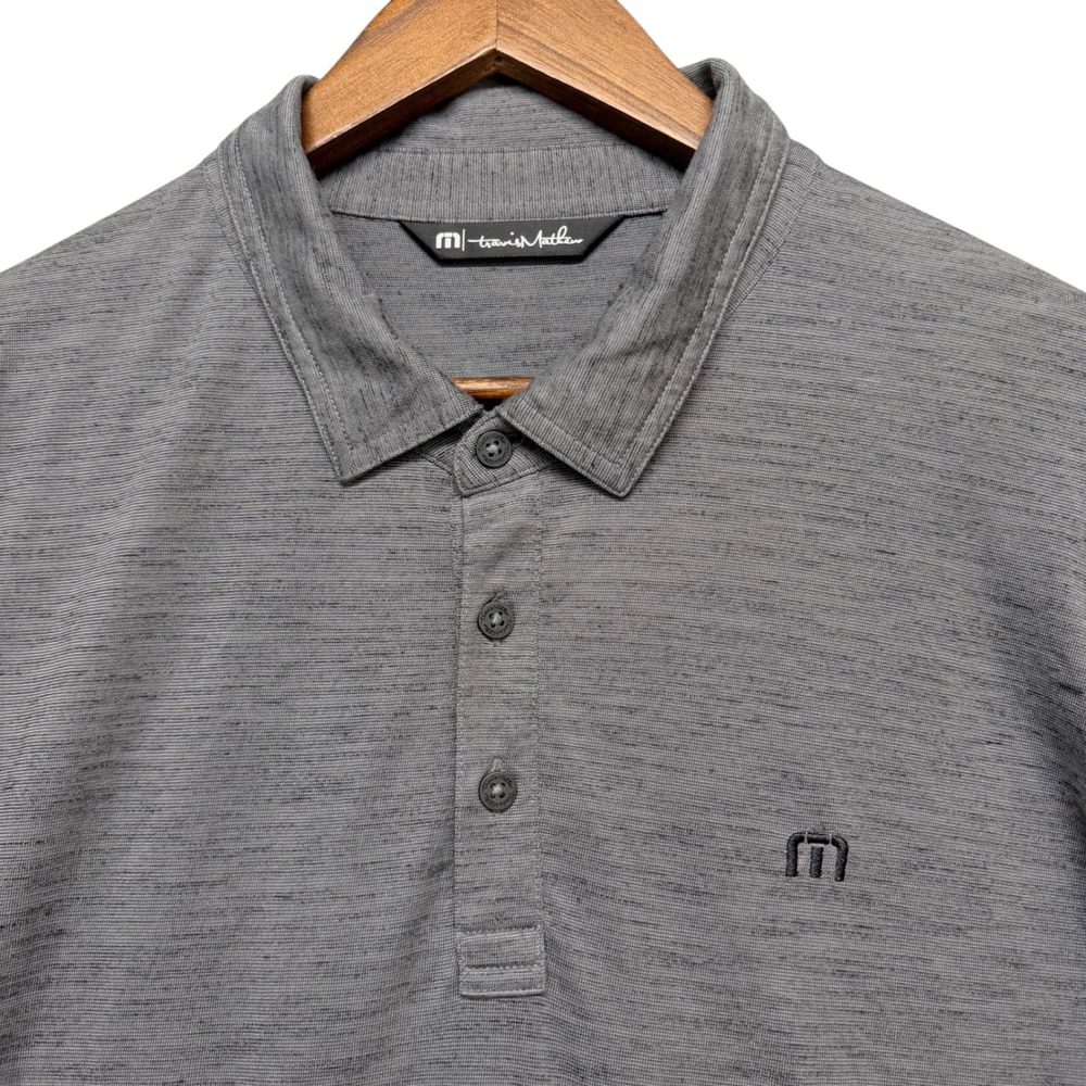 Travis Mathew Polo Shirt Men XL Grey Heathered Performance Short Sleeve Golf Top